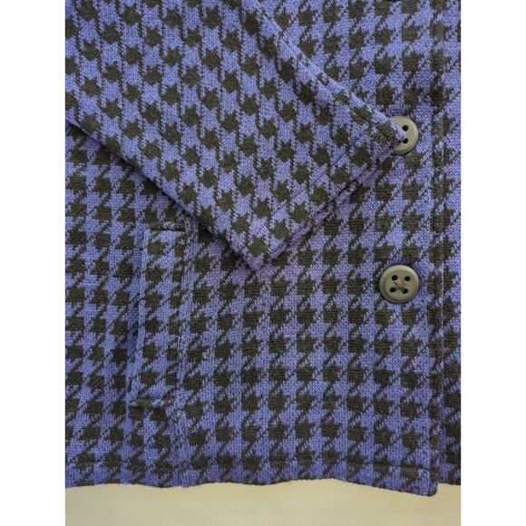 Coldwater Creek Purple & Black Houndstooth Check Wool Cardigan Sweater Size 1X - Picture 4 of 6